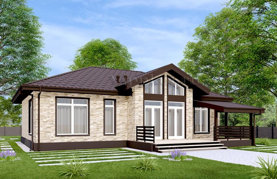 Одноэтажный дом с тремя спальнями и вторым светом в гостиной